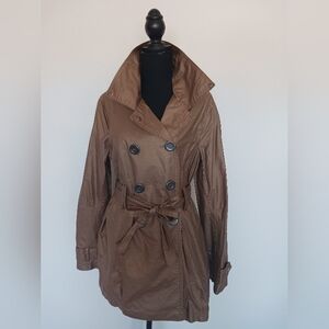 Yoki Double-Breasted Belted Brown Trenchcoat Raincoat Size XL EUC